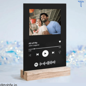 spotify plaque black with wooden stand - tohfe.in