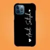Black name phone cover with orange background